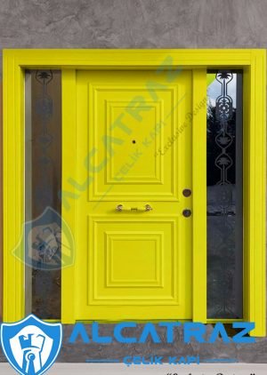 Sarı Dış Kapı Villa Kapısı Çelik Kapı