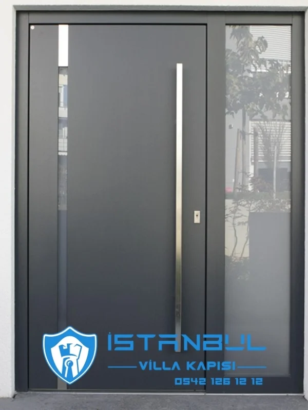 istanbul villa kapısı antrasit kompozit özel üretim villa kapısı steel doors haüsturen çelik kapı villa giriş kapısı camlı kapı modelleri kompozit villa kapısı