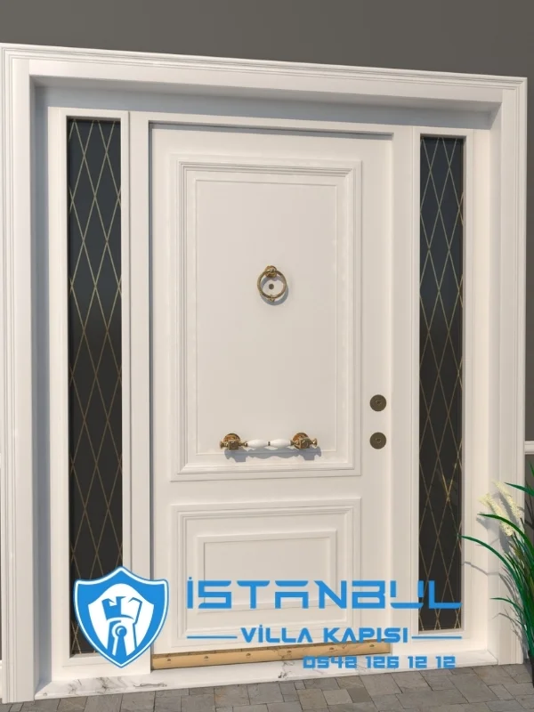 istanbul villa kapısı beyaz altın ferforje özel üretim villa kapısı steel doors haüsturen çelik kapı villa giriş kapısı camlı kapı modelleri kompozit villa kapısı