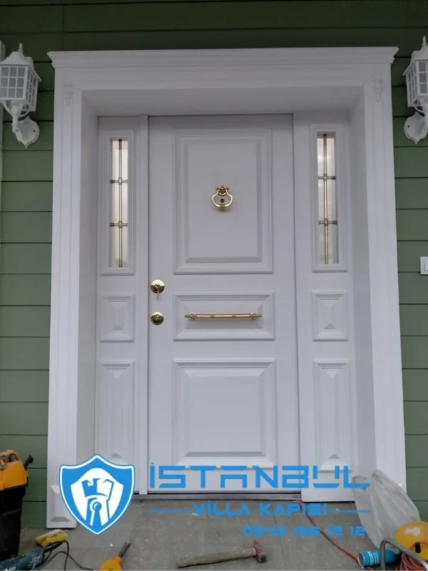 istanbul villa kapısı beyaz ferforjeli özel üretim villa kapısı steel doors haüsturen çelik kapı villa giriş kapısı camlı kapı modelleri kompozit villa kapısı