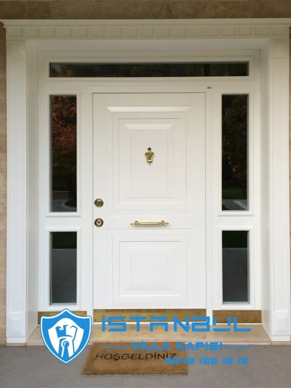 istanbul villa kapısı beyaz klasik özel üretim villa kapısı steel doors haüsturen çelik kapı villa giriş kapısı camlı kapı modelleri kompozit villa kapısı