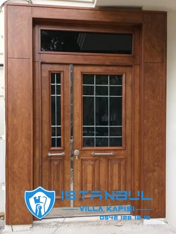 istanbul villa kapısı camlı açık ceviz özel üretim villa kapısı steel doors haüsturen çelik kapı villa giriş kapısı camlı kapı modelleri kompozit villa kapısı