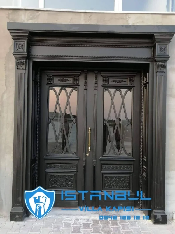 istanbul villa kapısı doğal ahşap özel üretim villa kapısı steel doors haüsturen çelik kapı villa giriş kapısı camlı kapı modelleri kompozit villa kapısı