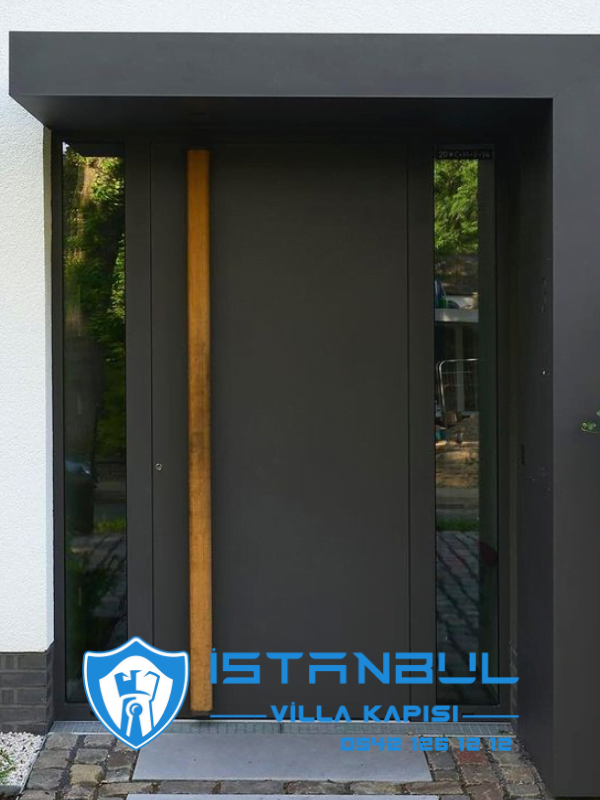 istanbul villa kapısı gri kompozit özel üretim villa kapısı steel doors haüsturen çelik kapı villa giriş kapısı camlı kapı modelleri kompozit villa kapısı