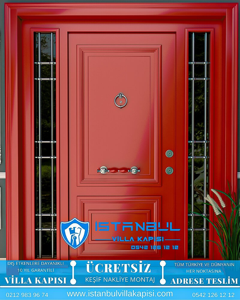 kırmızı istanbul villa kapısı villa kapısı modelleri istanbul villa giriş kapısı villa kapısı fiyatları Haustüren DOORS entrance door steel doors-4